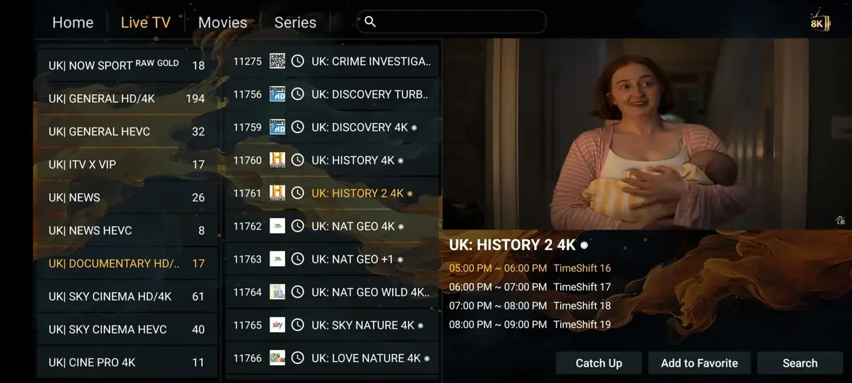 NViewX Video on Demand Movies and Series Menu Preview